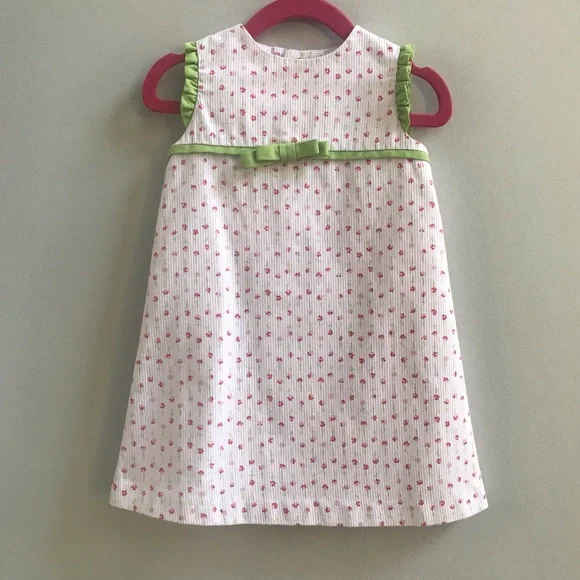 Luli & Me Green and White Floral Dress, Size 12 Months. - Picture 1 of 7